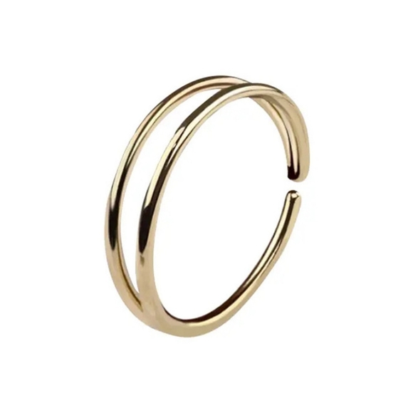 ⭐NWOT Goth Punk 20g Gold Double Hoop Nose Ring - Picture 2 of 13